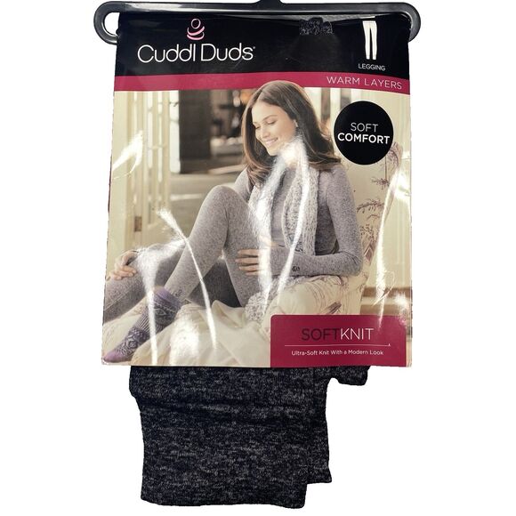 CUDDL DUDS Soft Knit Leggings Stretchy Pull On Lounge Pants Womens M Charcoal - Picture 1 of 5